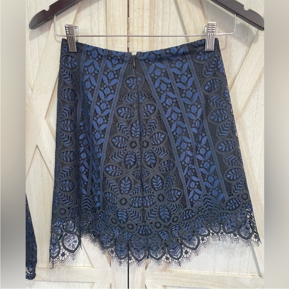 For‎ Love & Lemons - Navy & Black Floral Lace Blouse and Skirt Set Size XS - Picture 10 of 15